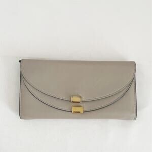 CHLOE Continental Leather Wallet Grey Crossbody Chain Insert Included